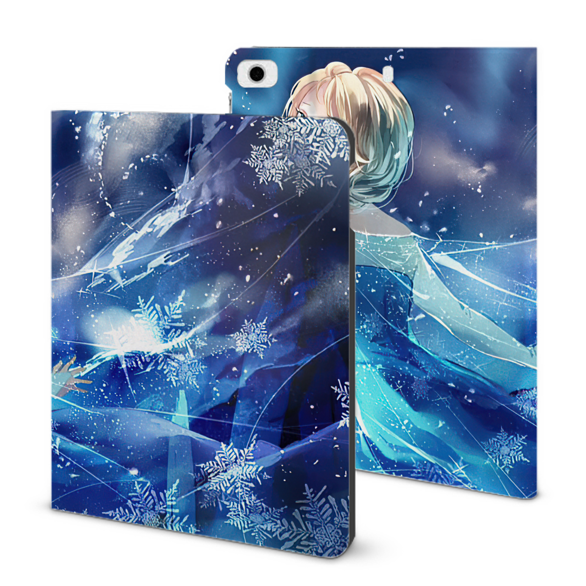 （画像用） アナと雪の女王 アンナ エルサ Frozen Anna Elsa IPad ケース ブック型 PUレザー TPU 耐衝撃 軽量 薄型 ペン収納なし 全面保護 IPad 各モデル対応